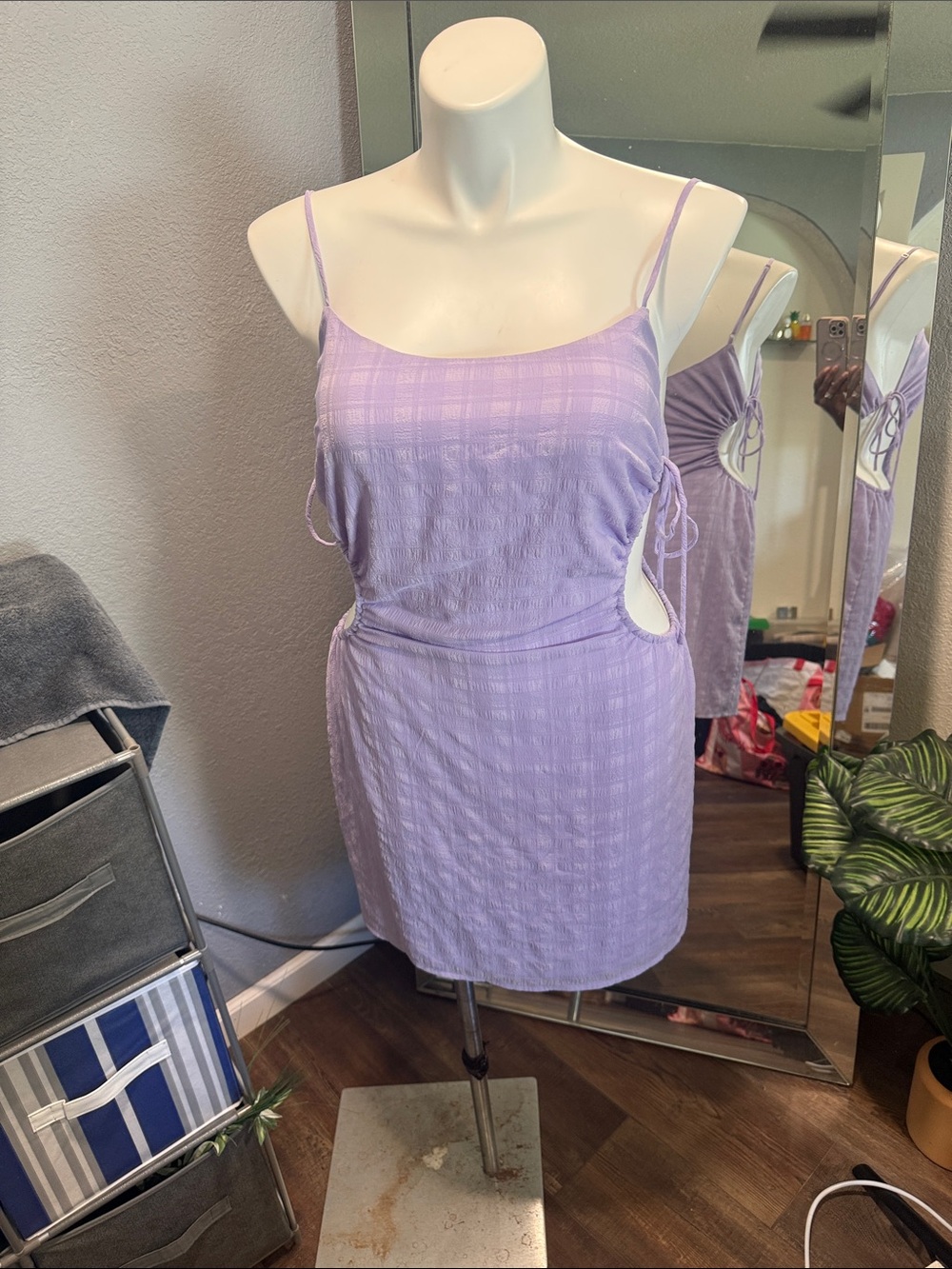 Lulu's Lavender Textured Cutout Mini Dress